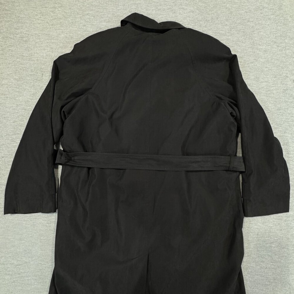 London Fog Trench Coat Womens Sz 14 Double Breasted Black Removable Warmer Lined - Picture 8 of 16